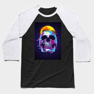 Skull retro80s Baseball T-Shirt